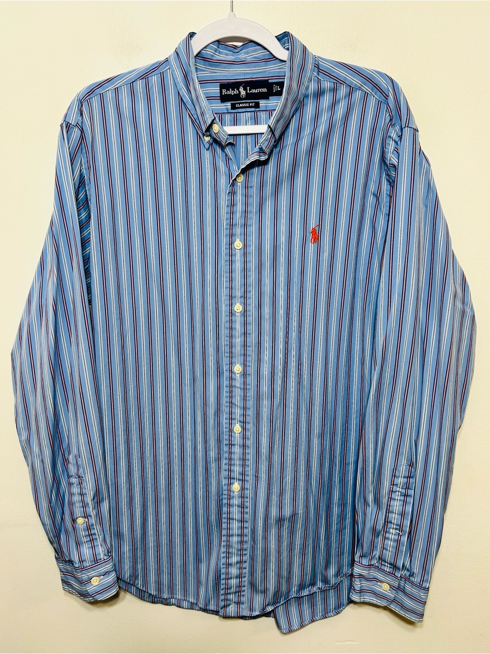 Ralph Lauren Classic Fit Striped Button Down Shirt Mens Size Large - Picture 1 of 6